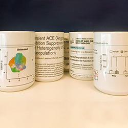 To celebrate a postdoctoral student’s first publication, Dr. Hale has coffee mugs made with the cover page and relevant charts. She gives one to her student and keeps one as a memento (Photo courtesy Taben Hale)