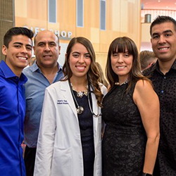 Tapia with her family at the Class of 2023 White Coat Ceremony