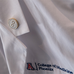 One of the medical student's white coats awaiting the White Coat Ceremony