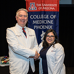 First-Year Student Estefania Lopez with Dean Reed