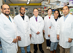 Yanqiao Zhang, MD (center), along with members of his research lab