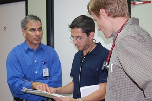 Preceptor and students at Wesley Clinic