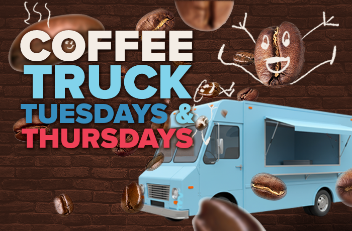 A graphic for the Tuesday/Thursday coffee trucks