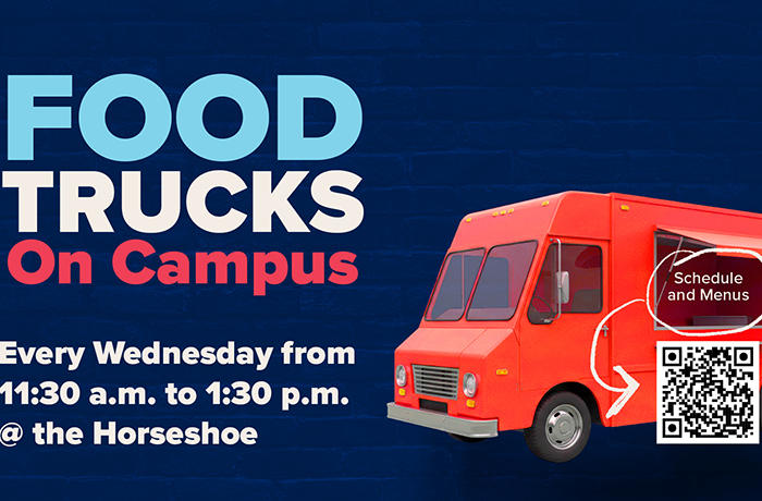 A graphic for the weekly food trucks