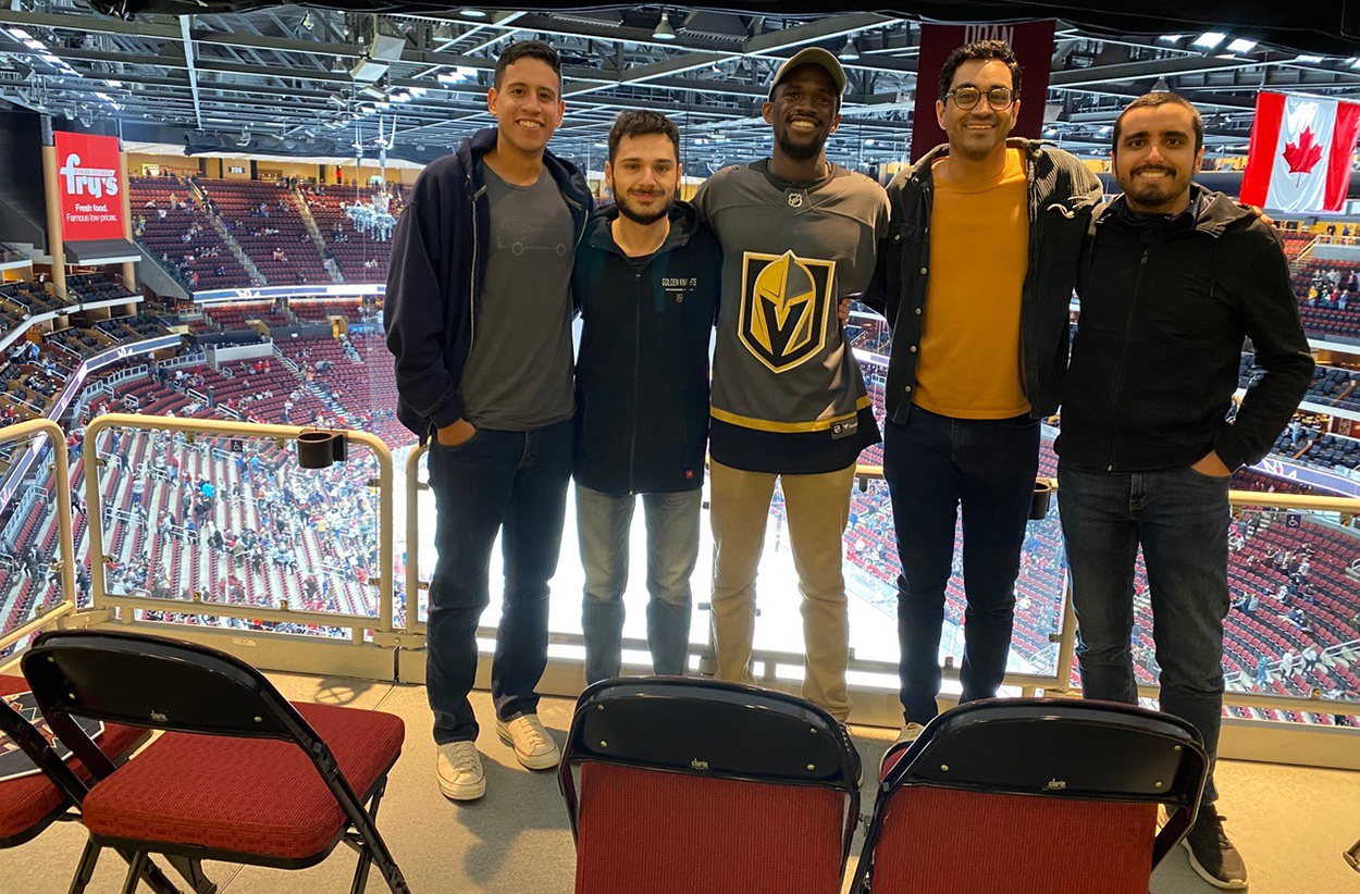Majd Aboona at a Coyotes game with fellow medical students