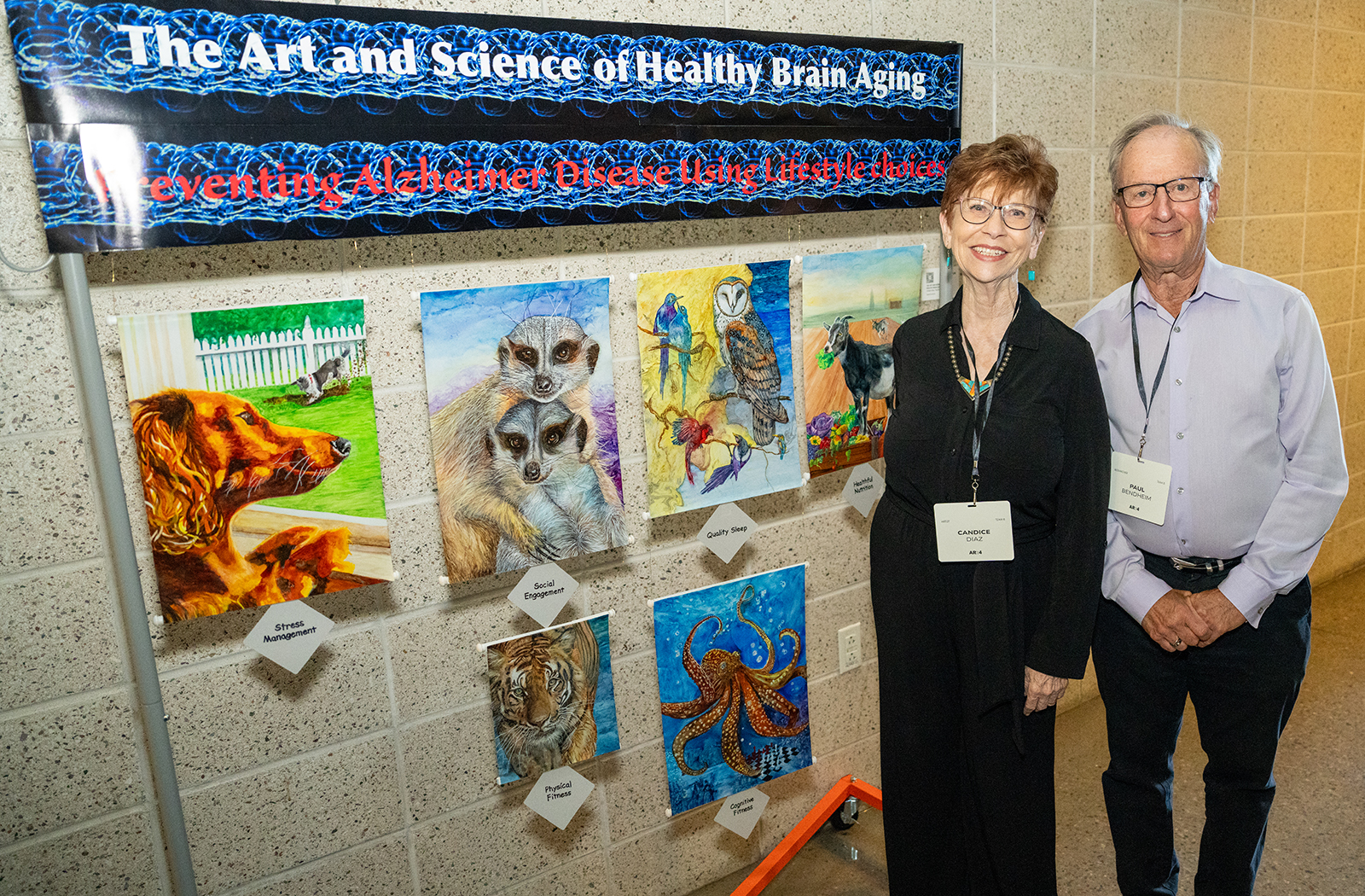 Candice Diaz teamed up with Paul Bendheim, MD, a clinical professor in the college’s Department of Neurology, for an exhibit titled The Art and Science of Health Brain Aging.