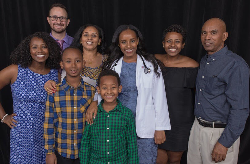 Merry Behre with Her Family at the Class of 2021 White Coat Ceremony