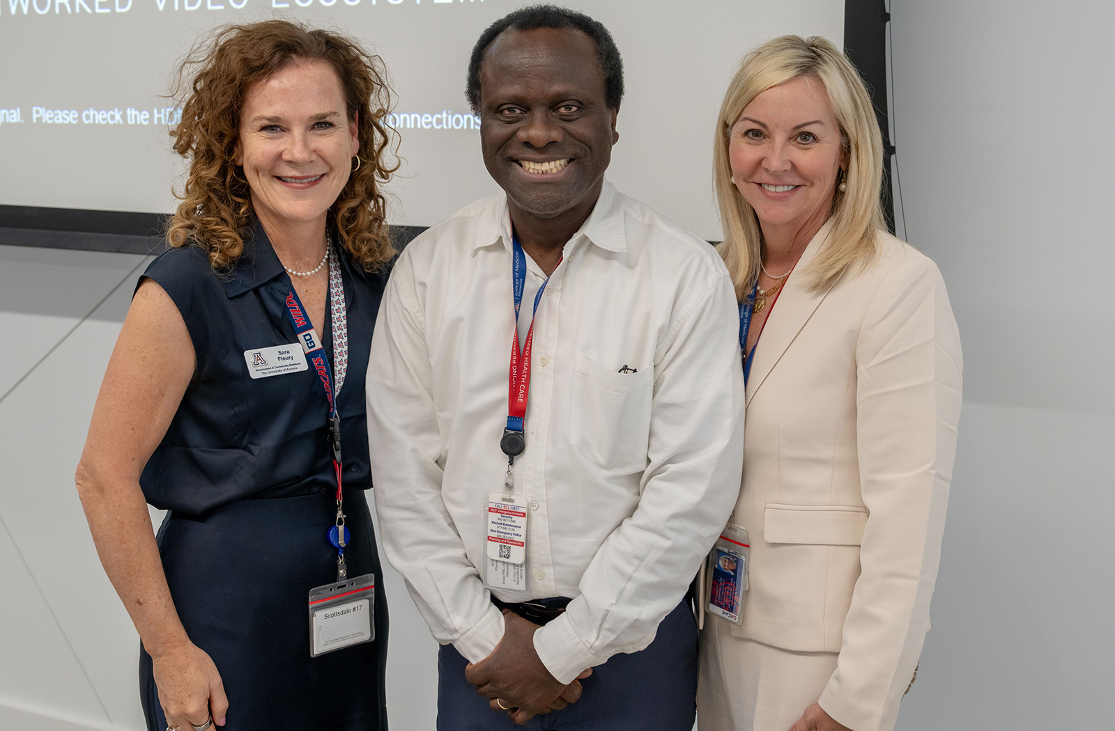 Sara Fleury, executive director of the Bear Down Conference Center, and Julie Bowe, helped organize the CATalyst Chat with Dr. Yamoah. Sara Fleury, executive director of the Bear Down Conference Center, and Julie Bowe, helped organize the CATalyst Chat with Dr. Yamoah.