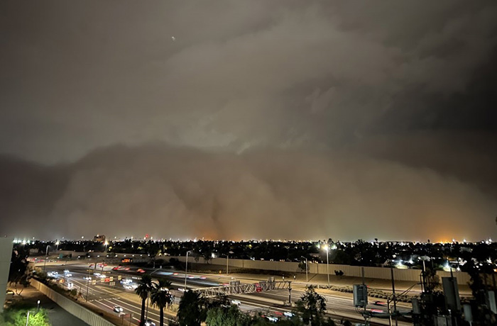 A dust storm rolls over metro Phoenix in late August 2023 (Photo credit: Mike Oblinski)