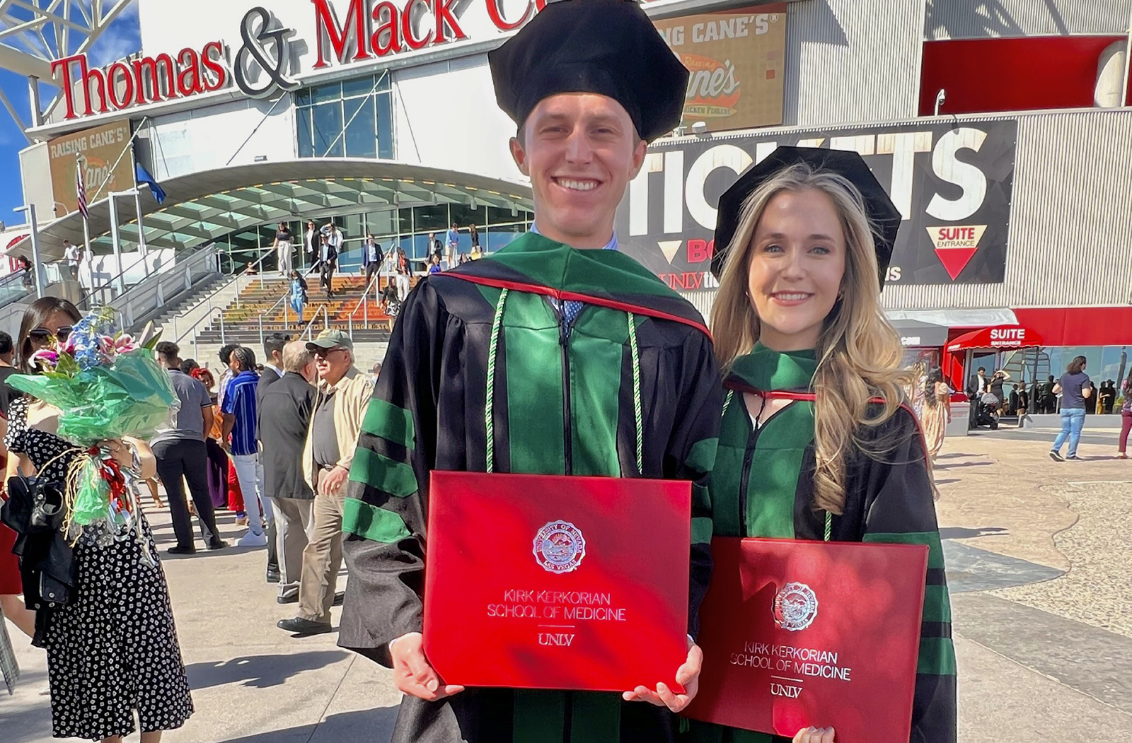 Dr. Eisenberg and her husband Matthew at the Kirk Kerkorian School of Medicine at the University of Nevada, Las Vegas' Commencement ceremony