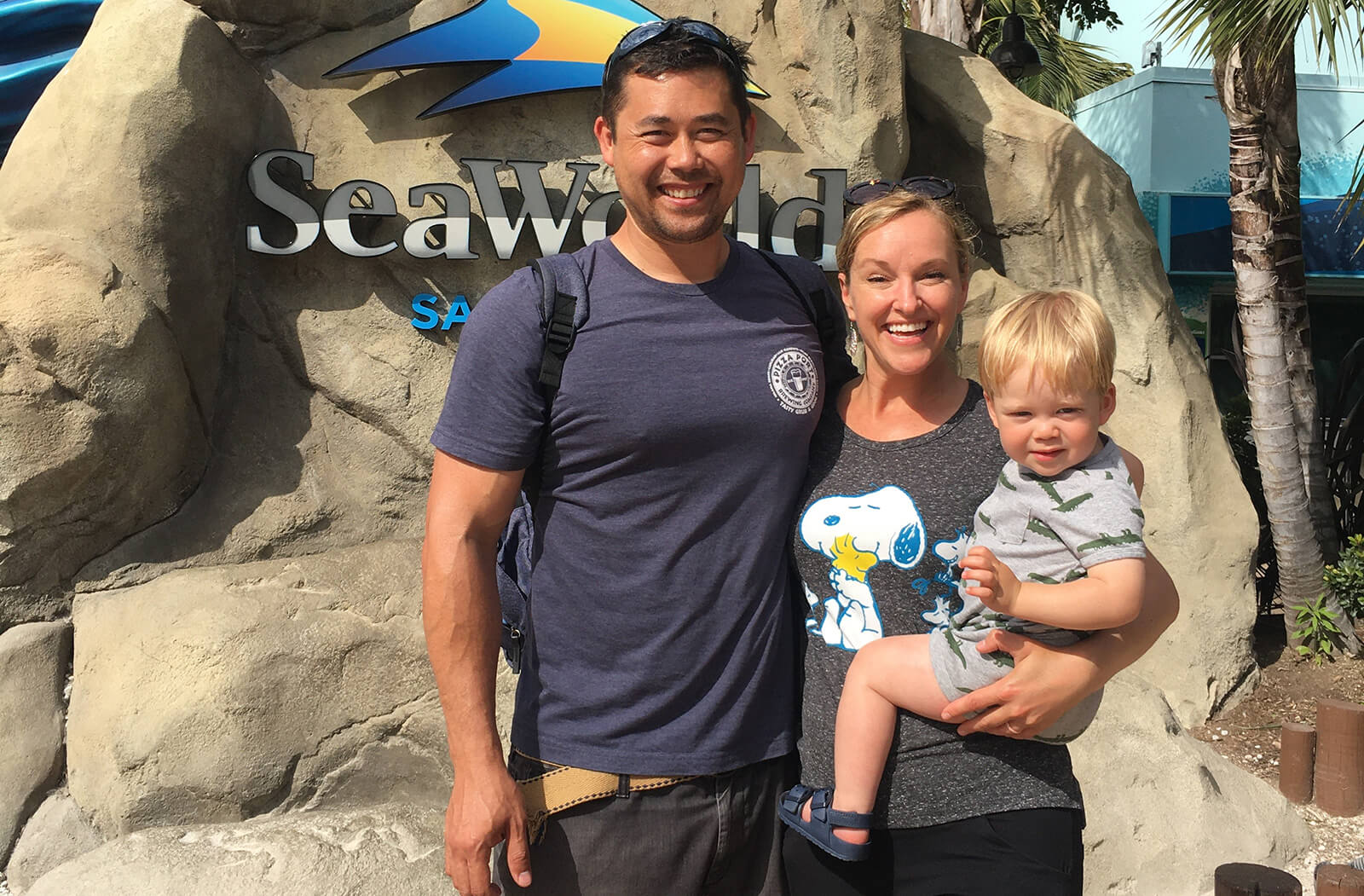 Dr. Perkins Sellers with her son and husband at SeaWorld in San Diego