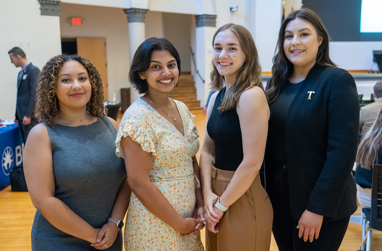 Arianna Tuomey, a current Pathway Scholar, Nina Cherian and Kelly Walter, Class of 207, and Taylor Hoffman, Class of 2026