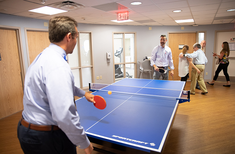 Dr. Steven Brown Plays Ping Pong with a Resident