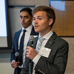 Jeff Blotter, a first-year medical student at the college, delivered one of the oral presentations. Jeff Blotter, a first-year medical student at the college, delivered one of the oral presentations.