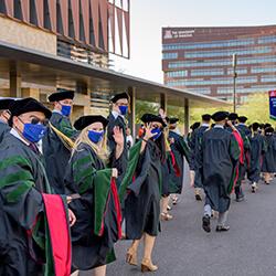 The Class of 2021 Processes South Toward the Biomedical Sciences Partnership Building