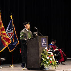 Dr. De Castro delivers the student address