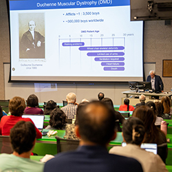 Dr. Olson's talk centered on DMD, how it affects the body, as well as how he's working to combat it.