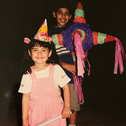 A Young Estefanía López De Gallegos Celebrates Her Birthday with a Piñata
