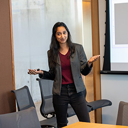 Avantika Mitbander presents her research during the symposium