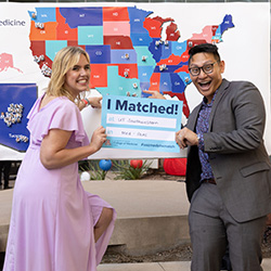 Abel De Castro and his wife celebrate his Match into Med-Peds at University of Texas Southwestern Medical School