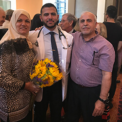 Mohammad Mousa with His Family at the Class of 2021 White Coat Ceremony