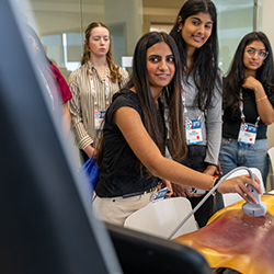 The students got to try their hand at ultrasounds during their tour.