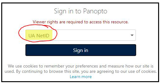 Log in Instructions Panopto