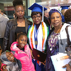 Celebrating Her 2015 College Graduation with Her Aunt, Grandmother and Cousins