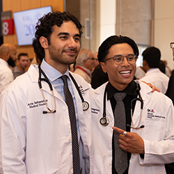 After the ceremony, medical students Aria Soltankhah and Matthew Edward Evangelista soaked in the moment. After the ceremony, medical students Aria Soltankhah and Matthew Edward Evangelista soaked in the moment.