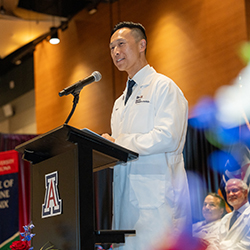 Dr. Wang encouraged the new students to focus on their "why."