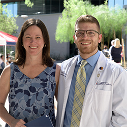 Wohlford with Susan Kaib, MD, at the Class of 2022 Gold Humanism Honor Society induction