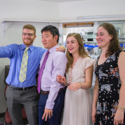 Wohlford and fellow classmates at their White Coat Ceremony