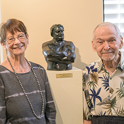 The Yellens with their François Auguste René Rodin sculpture