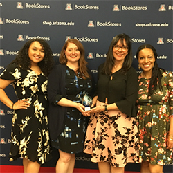 Maria Manriquez, MD, (Second from Right) and Other Members of the Pathway Scholars Program with the UA Peter W. Likins Inclusive Excellence Award