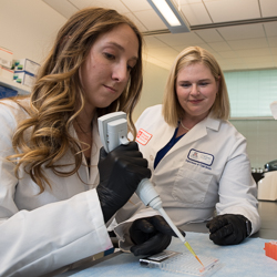 Dr. Thomas (right) Working in the Lab