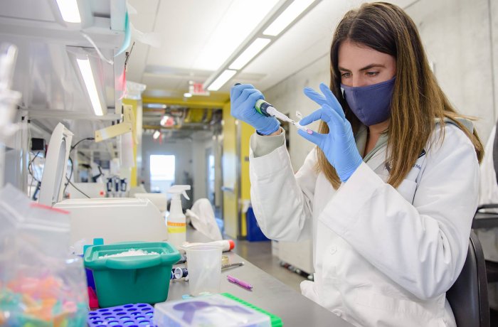 Lauren MacDonnell in the Translational Cardiovascular Research Center Lab