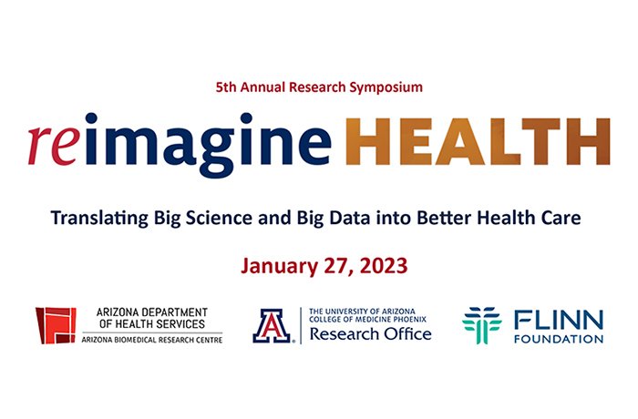 A graphic for the reimagine Health Research Symposium in 2023