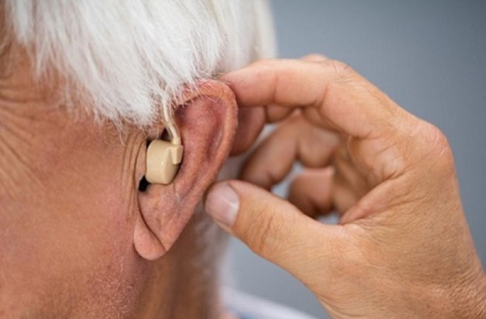 A hearing aid in an ear
