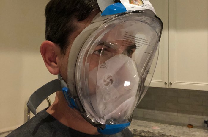 A Full-Face Scuba Mask with an Adapter