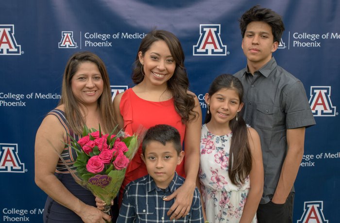 Abigail Solorio with her family at the Class of 2019 Pathway Scholars Program graduation