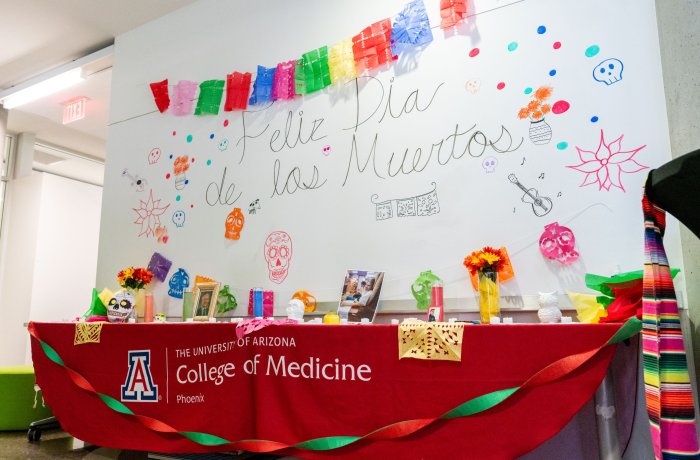The ofrenda is set up on the second floor of HSEB to fondly memorialize loved ones.