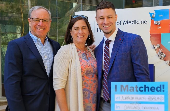 Matthew Campanella with his parents at the Class of 2023 Match Day