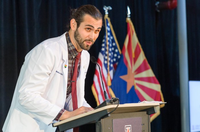 Marcus Childs speaking at the Class of 2024 White Coat Ceremony