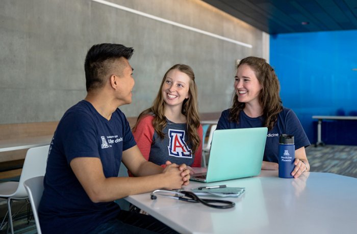 Three Medical Students Studying in the HSEB Cafe