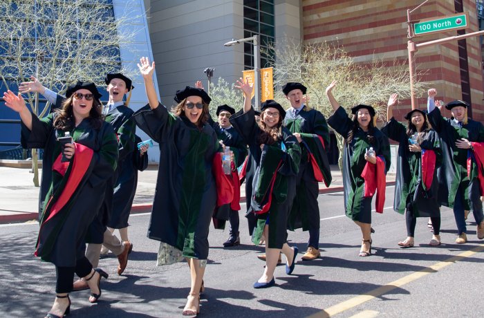 The Class of 2022 processes down 3rd St. to the Phoenix Convention Center