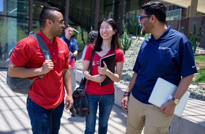 Three Medical Students Gather Outside the HSEB