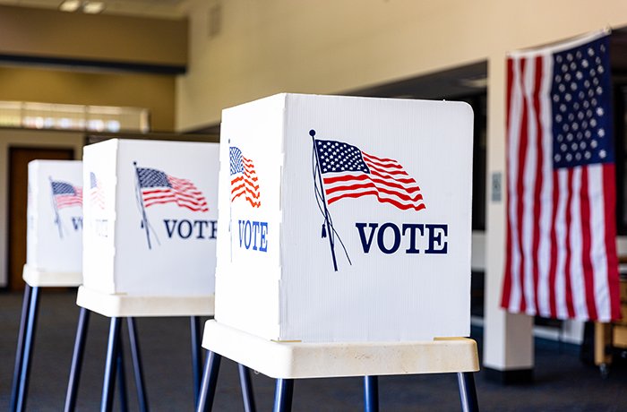 Voting booths in a row