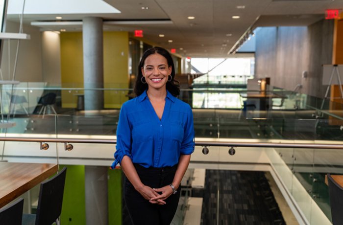 Guadalupe Federico-Martinez, PhD, in the College's Library