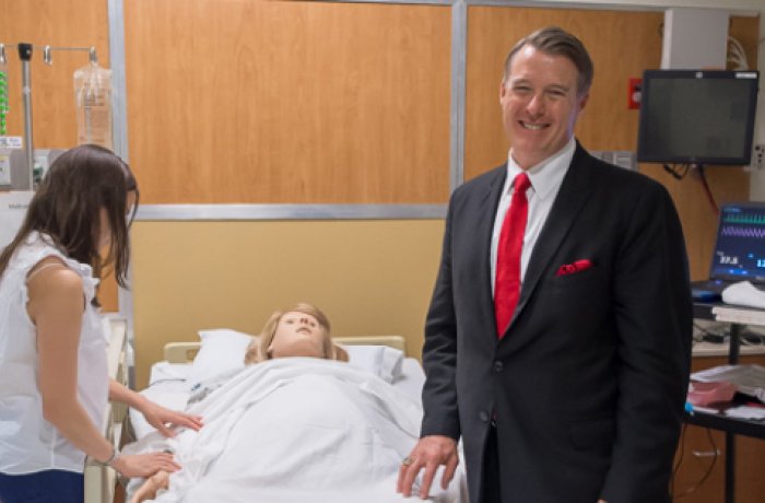 Michael Foley, MD, in the Center for Simulation and Innovation 