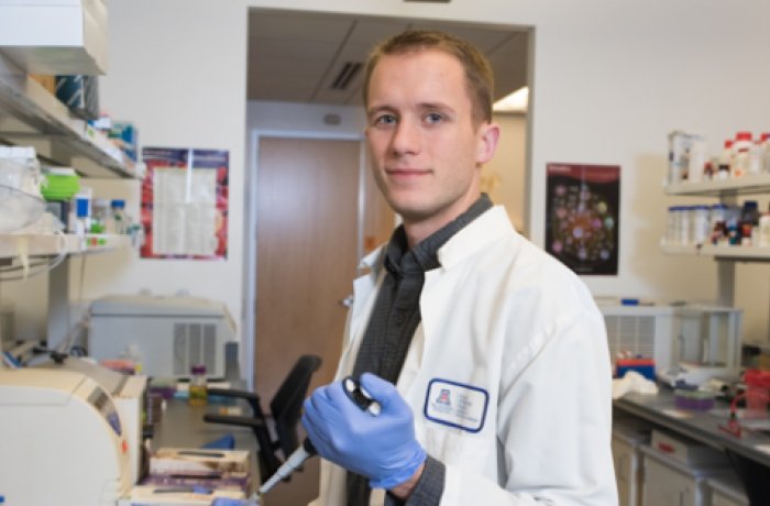 Jameson Gardner, PhD Candidate, in the Lab